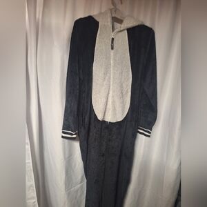 Secret Treasures Black and Gray Hooded Pajama-Costume Onesie Soft Warm And Cozy.